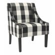 HomePop Wood and Fabric Plaid Pattern Swoop Arm Accent Chair in Black