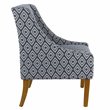 HomePop Traditional Wood and Fabric Swoop Arm Accent Chair in Indigo Blue