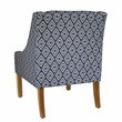 HomePop Traditional Wood and Fabric Swoop Arm Accent Chair in Indigo Blue
