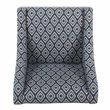 HomePop Traditional Wood and Fabric Swoop Arm Accent Chair in Indigo Blue