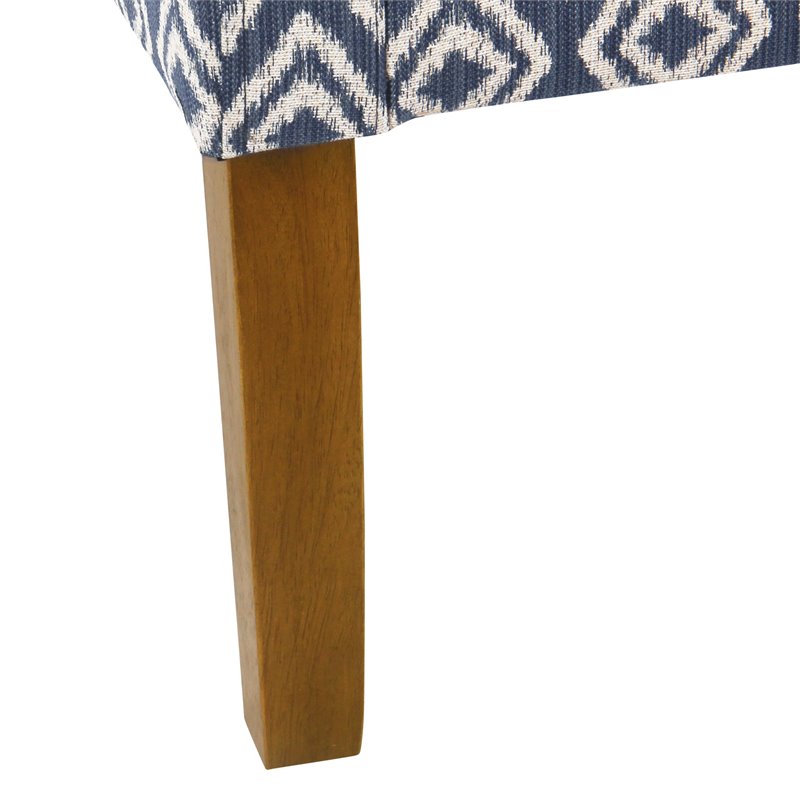 HomePop Traditional Wood and Fabric Swoop Arm Accent Chair in Indigo Blue