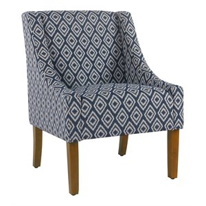 homepop traditional wood and fabric swoop arm accent chair in indigo blue
