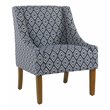 HomePop Traditional Wood and Fabric Swoop Arm Accent Chair in Indigo Blue