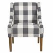 HomePop Wood and Fabric Plaid Pattern Swoop Arm Accent Chair in Blue