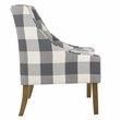 HomePop Wood and Fabric Plaid Pattern Swoop Arm Accent Chair in Blue