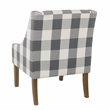HomePop Wood and Fabric Plaid Pattern Swoop Arm Accent Chair in Blue