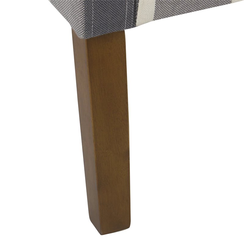 HomePop Wood and Fabric Plaid Pattern Swoop Arm Accent Chair in Blue