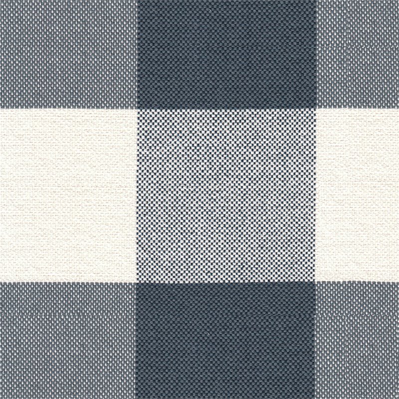 HomePop Wood and Fabric Plaid Pattern Swoop Arm Accent Chair in Blue