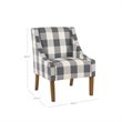 HomePop Wood and Fabric Plaid Pattern Swoop Arm Accent Chair in Blue