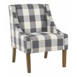 HomePop Wood and Fabric Plaid Pattern Swoop Arm Accent Chair in Blue