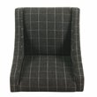 HomePop Wood and Fabric Windowpane Pattern Swoop Arm Accent Chair in Black