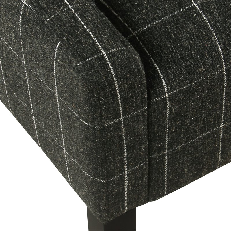 HomePop Wood and Fabric Windowpane Pattern Swoop Arm Accent Chair in Black