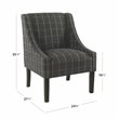 HomePop Wood and Fabric Windowpane Pattern Swoop Arm Accent Chair in Black