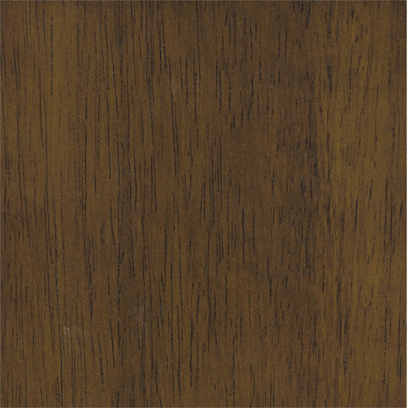 HomePop Wood and Faux Leather Swoop Arm Accent Chair in Brown