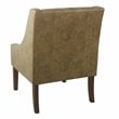 HomePop Wood and Faux Leather Swoop Arm Accent Chair in Brown