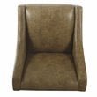 HomePop Wood and Faux Leather Swoop Arm Accent Chair in Brown