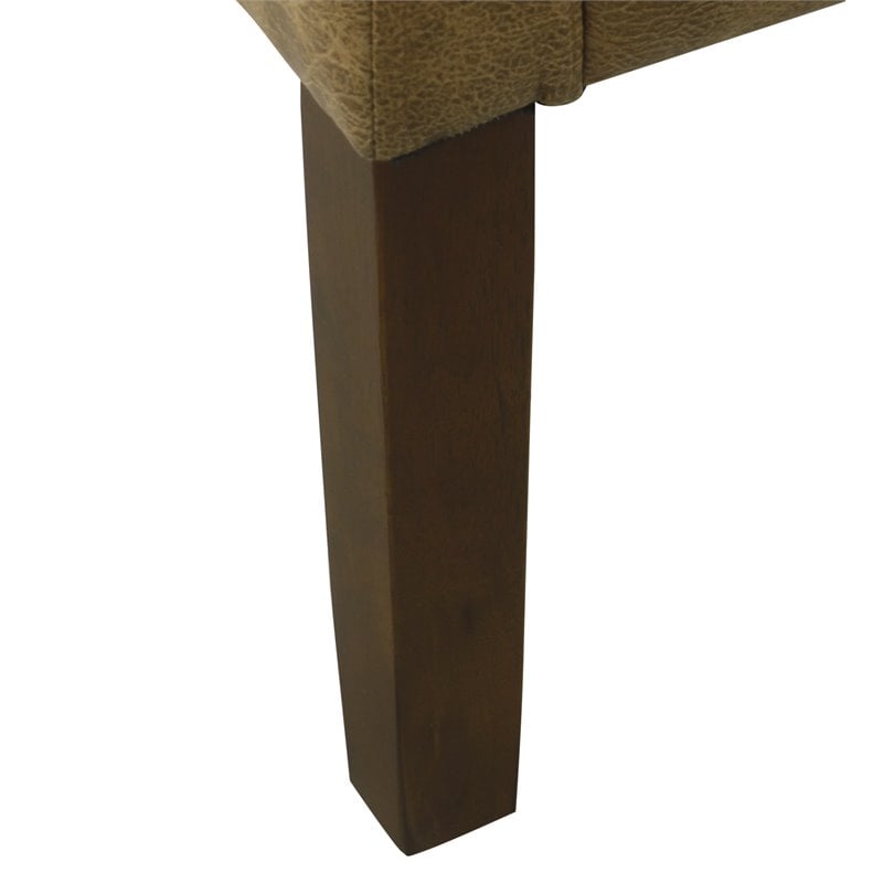 HomePop Wood and Faux Leather Swoop Arm Accent Chair in Brown