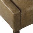 HomePop Wood and Faux Leather Swoop Arm Accent Chair in Brown
