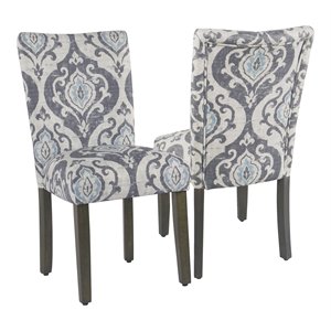 HomePop 38&quot Traditional Fabric Parsons Dining Chairs in Suri Blue (Set of 2)