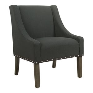 homepop wood and fabric swoop accent chair with nailhead trim