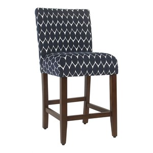HomePop 24&quot Traditional Wood and Fabric Parsons Counter Stool in Textured Navy