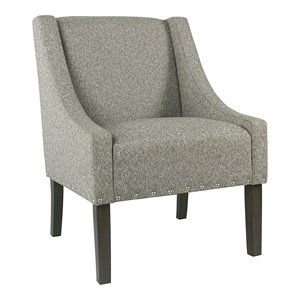homepop wood and fabric swoop accent chair with nailhead trim in sterling gray