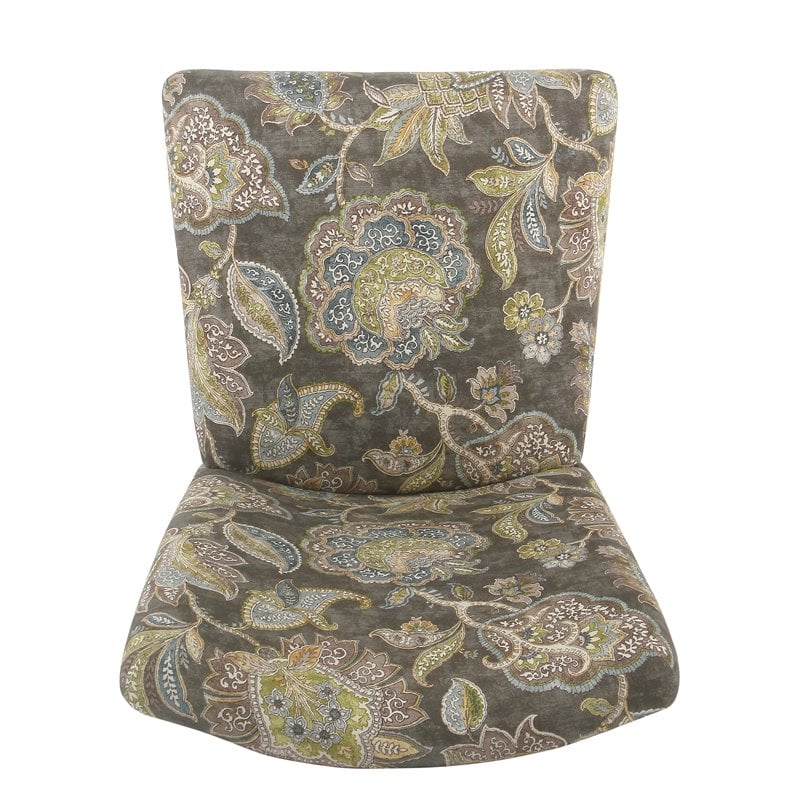 HomePop Fabric Floral Pattern Parsons Chairs in Brown/Gray (Set of 2)