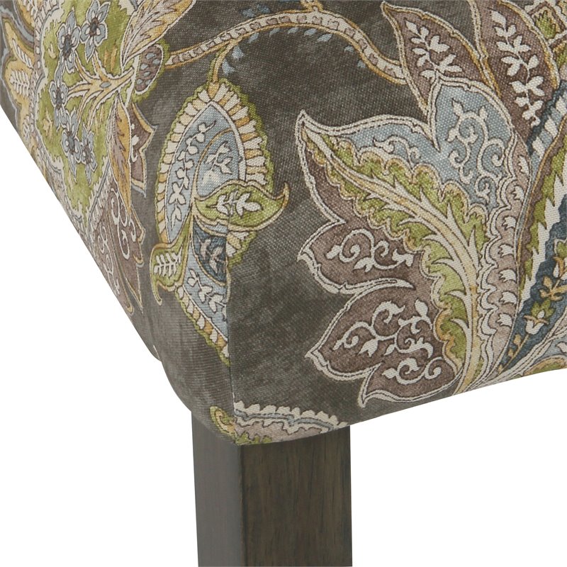 HomePop Fabric Floral Pattern Parsons Chairs in Brown/Gray (Set of 2)