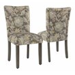 HomePop Fabric Floral Pattern Parsons Chairs in Brown/Gray (Set of 2)