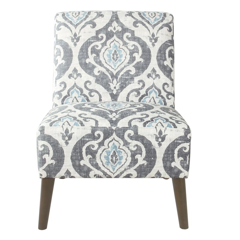HomePop Modern Wood and Fabric Armless Accent Chair in Suri Blue