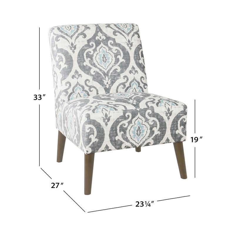 HomePop Modern Wood and Fabric Armless Accent Chair in Suri Blue
