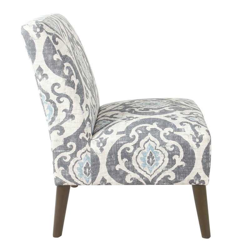HomePop Modern Wood and Fabric Armless Accent Chair in Suri Blue