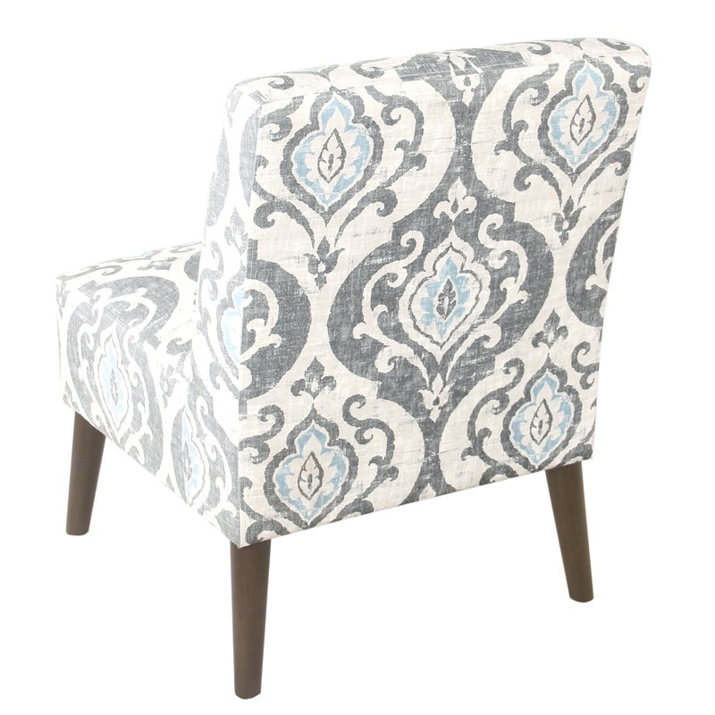 HomePop Modern Wood and Fabric Armless Accent Chair in Suri Blue