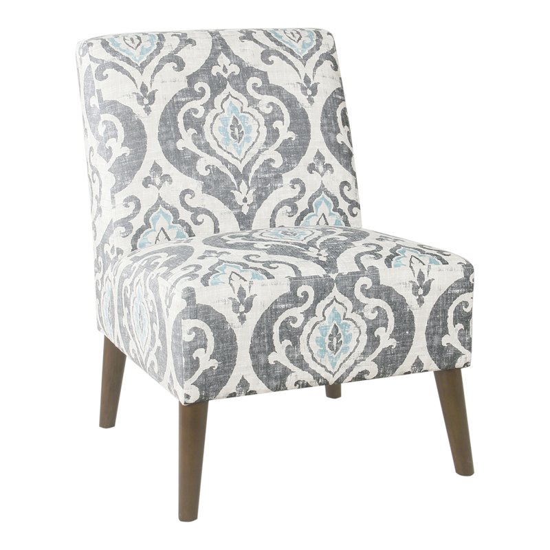 HomePop Modern Wood and Fabric Armless Accent Chair in Suri Blue