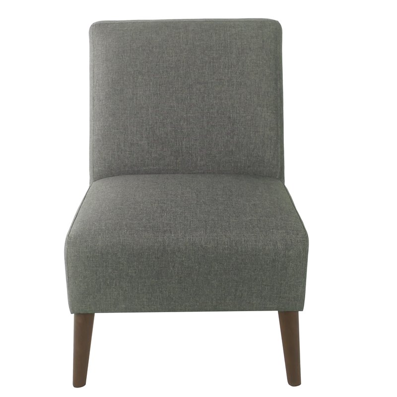 HomePop Modern Wood and Fabric Armless Accent Chair in Gray
