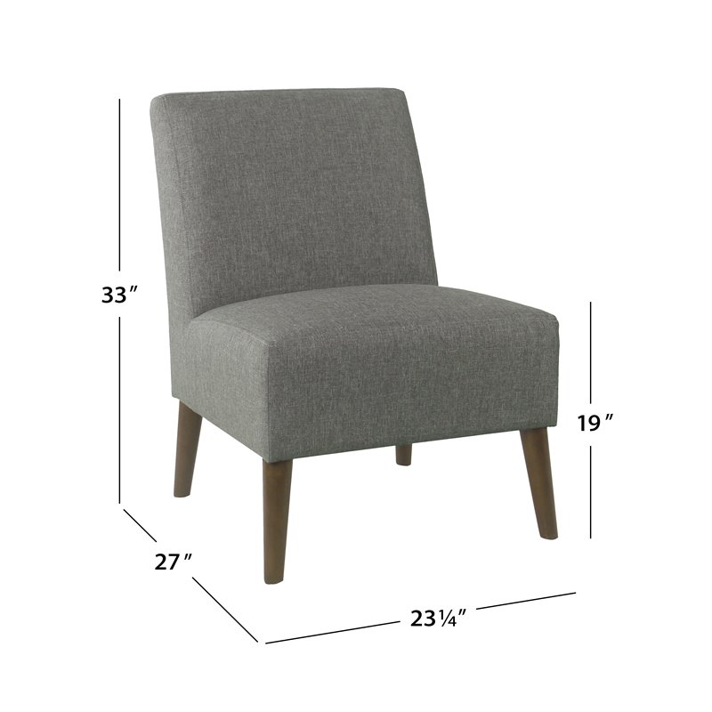 HomePop Modern Wood and Fabric Armless Accent Chair in Gray