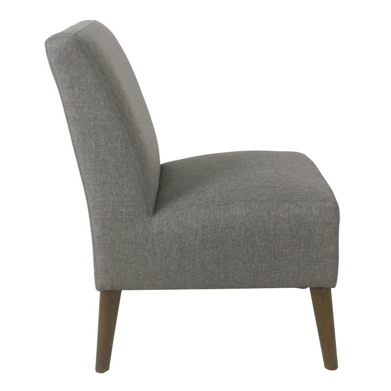 HomePop Modern Wood and Fabric Armless Accent Chair in Gray
