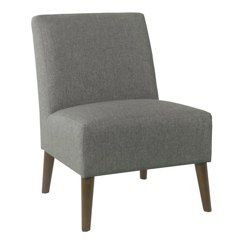 HomePop Modern Wood and Fabric Armless Accent Chair in Gray
