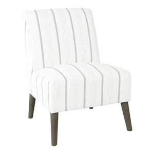 homepop wood and fabric armless accent chair with stripe pattern in dove gray