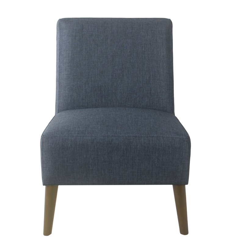 HomePop Modern Wood and Fabric Armless Accent Chair in Navy Blue