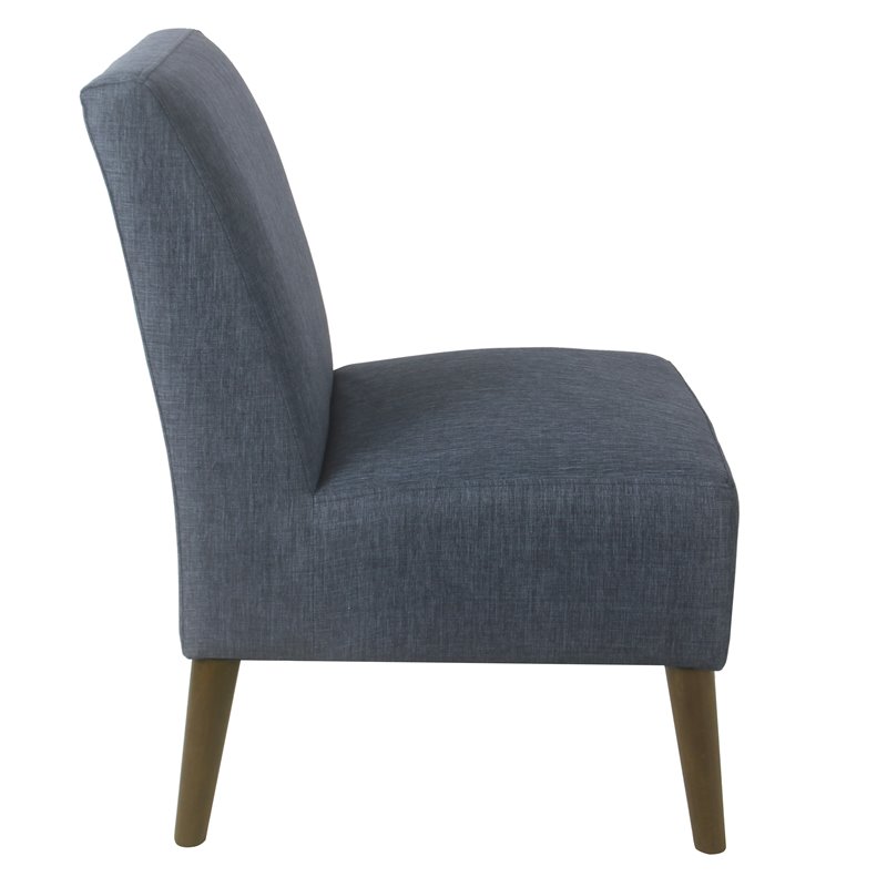 HomePop Modern Wood and Fabric Armless Accent Chair in Navy Blue