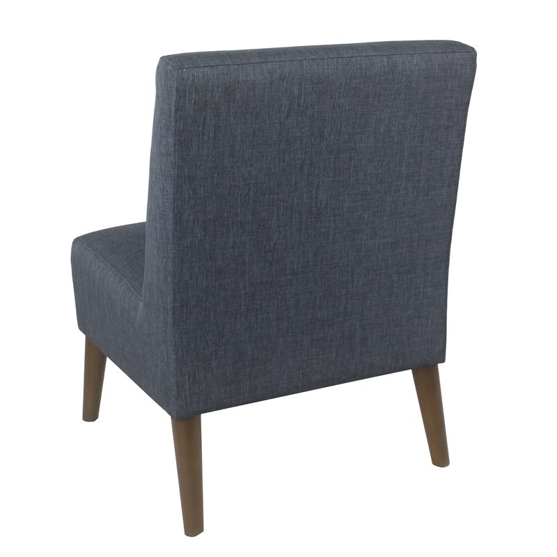 HomePop Modern Wood and Fabric Armless Accent Chair in Navy Blue