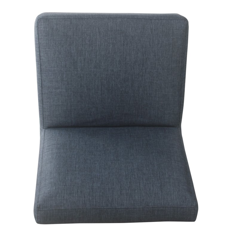 HomePop Modern Wood and Fabric Armless Accent Chair in Navy Blue
