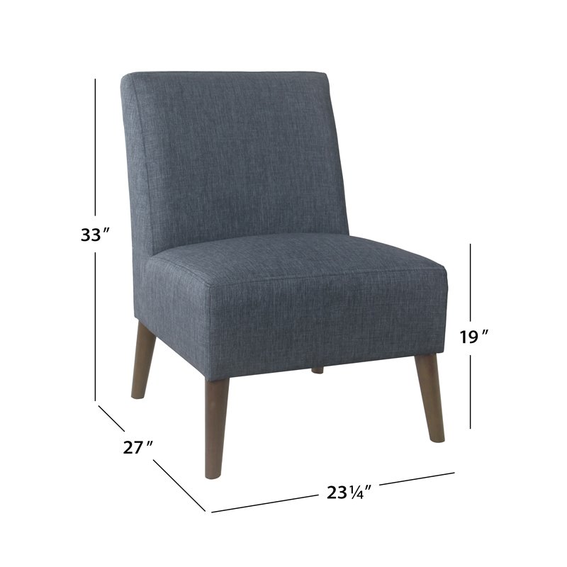 HomePop Modern Wood and Fabric Armless Accent Chair in Navy Blue