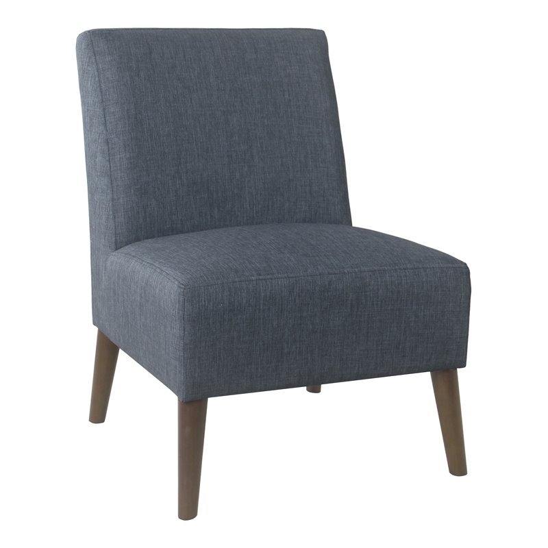 HomePop Modern Wood and Fabric Armless Accent Chair in Navy Blue