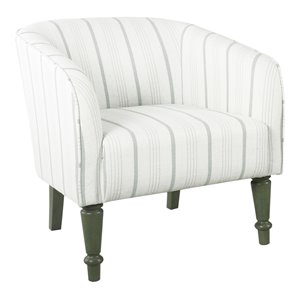 homepop wood and fabric barrel chair with stripe pattern in dove gray