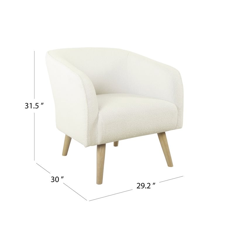 HomePop Sherpa Modern Wood and Fabric Accent Chair in Cream Finish