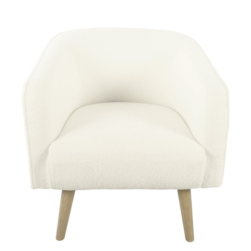 HomePop Sherpa Modern Wood and Fabric Accent Chair in Cream Finish