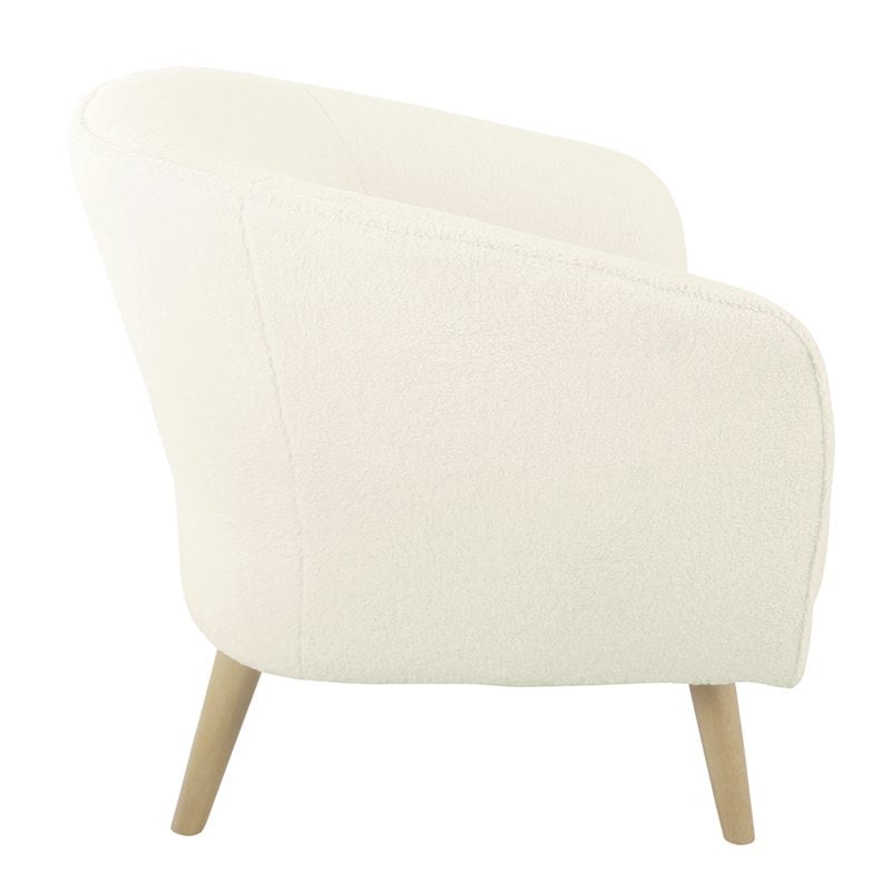 HomePop Sherpa Modern Wood and Fabric Accent Chair in Cream Finish