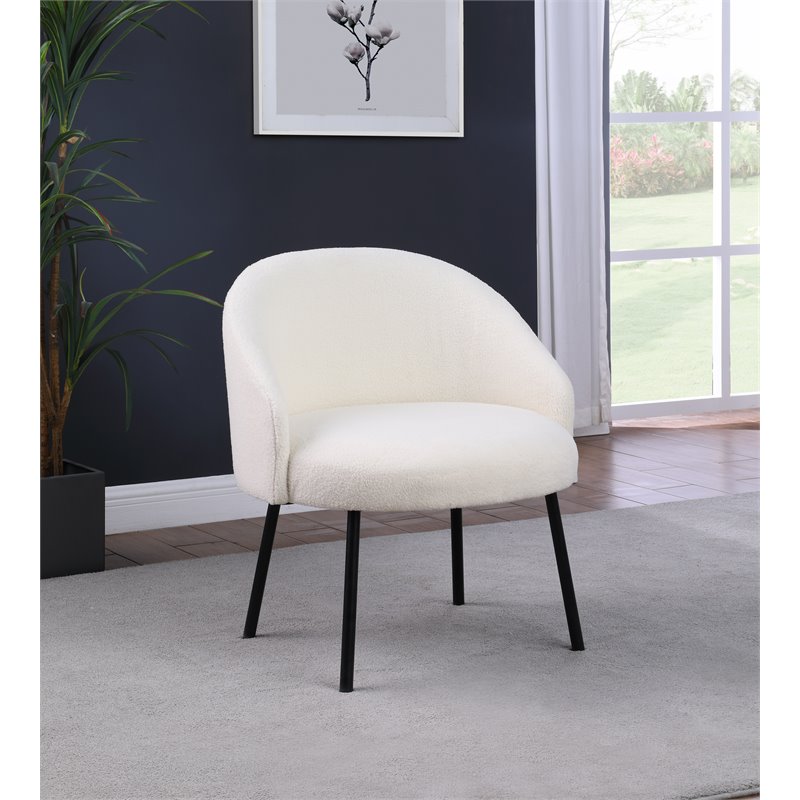 HomePop Sherpa Modern Wood and Fabric Accent Chair in Cream/Black Finish